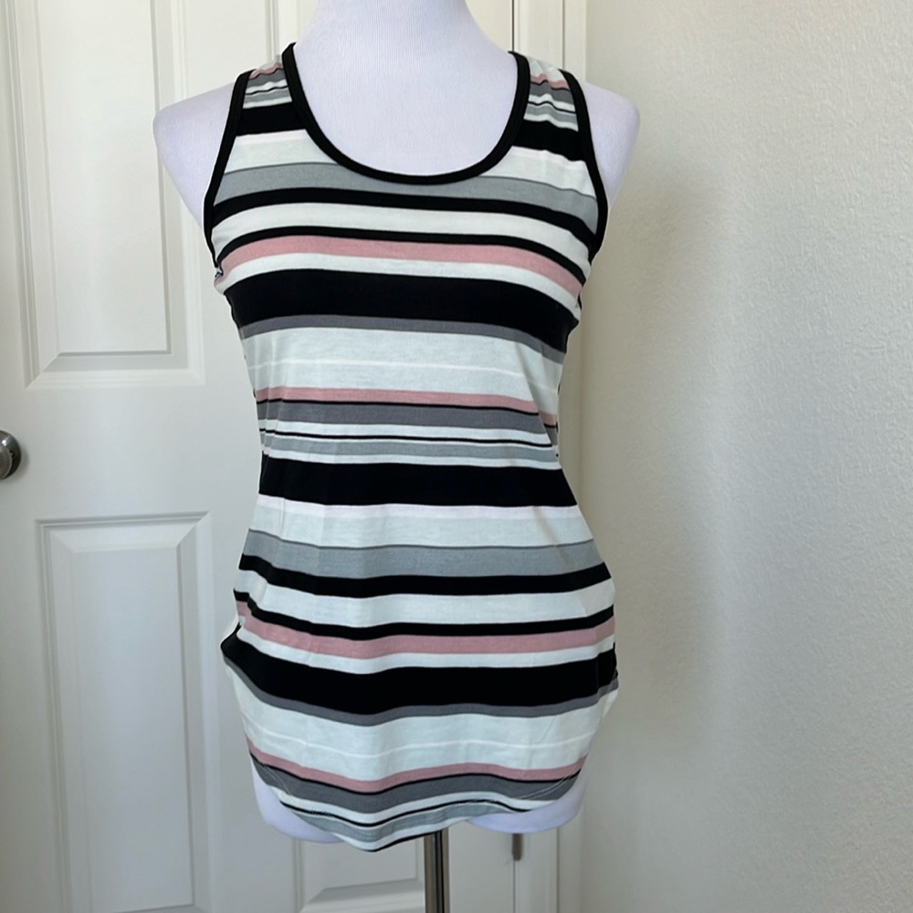 NWT LuLaRoe Tank Top XS 2-4 Black Gray Blush Pink Striped Sleeveless